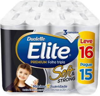 Papel Higiênico da marca Elite Premium de Folha Tripla Soft com 12 rolos - R$ 32,19