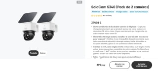 Pack de 2 Caméras de Sécurité Extérieures Eufy Solocam à 399,98€