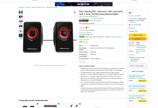 Altavoces Mars Gaming MS1 10W subwoofer Jack 3.5mm por 9,39€