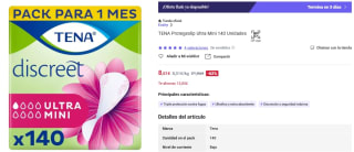 Tena protegeslip ultra mini 140 uds por 8,01€