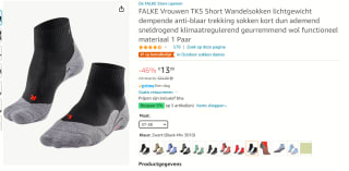 Falke TK5 Short Dames Wandelsokken van merino wol voor €13 bij Amazon