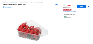 Fresón tarrina origen Huelva 500 g por 1,49€