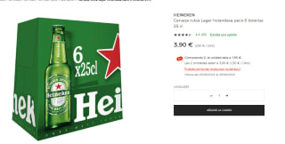 Cerveza rubia Heineken Lager holandesa 6 botellas 25 cl por 1.95€