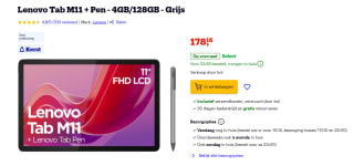 Lenovo Tab M11 WiFi 4GB/128GB Grijs + Pen voor €136 bij Bol