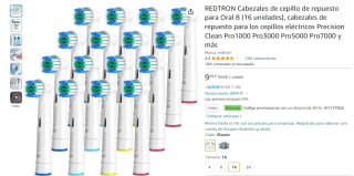 Pack 16 cabezales de cepillo de repuesto para Oral B por 6,99€