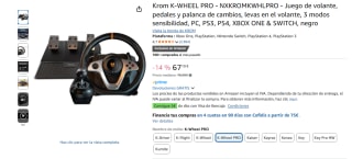 Krom K-WHEEL PRO Juego de volante, pedales y palanca de cambios, levas en el volante por 67,19€