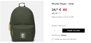 Mochila Timberland Thayer de 22L por 24.99€