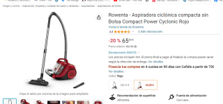 Rowenta Aspiradora ciclónica compacta sin Bolsa Compact Power Cyclonic por 65€