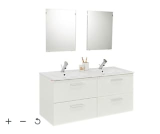 Meuble sous vasque à suspendre Pyxis blanc 120 cm + plan vasque en céramique blanc pour 199 € chez Castorama