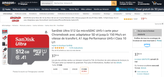 Carte microSD SanDisk 512 Go Ultra microSDXC à 37,59€