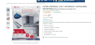 Filtro universal 2 en 1 antigrasa y antiolores campana por 2,98€