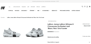 Chaussures Nike LeBron James Witness 8, Tailles du 35,5 au 40,5 & 47 à 36€