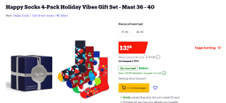 Happy Socks 4-Pack Holiday Vibes Gift Set vanaf €10,49 bij Bol.com