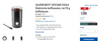 SILVERCREST® KITCHEN TOOLS Elektrische koffiemolen voor €7,99 in de Lidl webshop