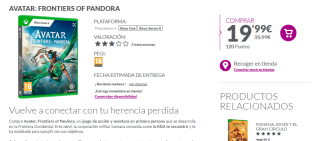 Videojuego Avatar: Frontiers of Pandora XBOX series y One por 19,99€