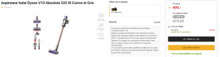 Aspirateur Balai sans fil Dyson V10 Absolute - 525W à 499€
