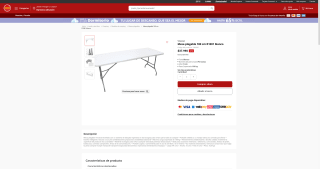Mesa plegable 180 cm R1001 blanco por solo $37.990