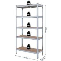 T-LoVendo Estantería Metálica Almacenaje de Acero Galvanizado + 5 Baldas MDF, 180 x 90 x 40cm por 19,99€