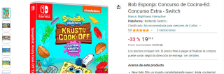 Videojuego Nintendo Bob Esponja: Concurso de Cocina-Ed. Concurso Extra por 19,99€