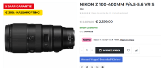 Nikon Nikkor Z 100-400mm f/4.5-5.6 VR S voor €2.399 bij Fotolooman