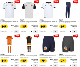 Hasta 80% descuento ropa deportiva FC Valencia preciazos