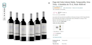 6 botellas vino Pago del Cielo Celeste Roble por 37,04€