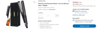 Plancha Lizze Extreme Placas 1 1/4 + Argan Oil y Peine por $1,203 en Coppel