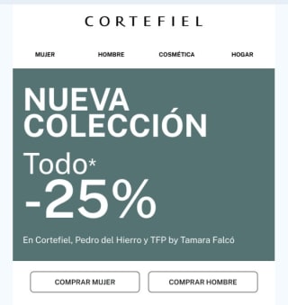 Hasta -50% y 25% en Nueva Colección desde Cortefiel.