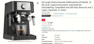 DeLonghi espresso apparaat EC 260.BK voor €114,99 bij Amazon