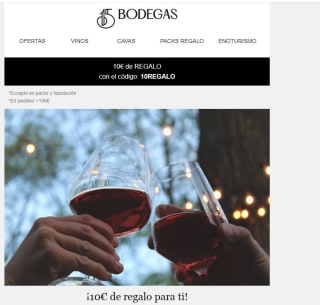 -10€ regalo por compras de +100€ en 15 Bodegas