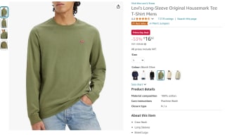Levi's Long-Sleeve heren T-shirt voor €16,32 bij Amazon Prime