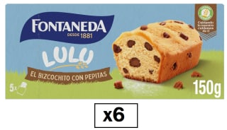 6 Paquetes de Fontaneda Lulú Bizcochito con Pepitas de Chocolate, Textura Esponjosa, 150 g por 8.5€