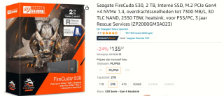 Seagate FireCuda 530 2TB voor €135,97 bij Amazon