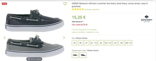 Sperry Bahama II heren canvas bootschoenen grijs of blauw voor €15,25 bij Oulet46