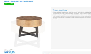 Moods - Salontafel Leah - Klein - Goud voor €56,70 bij Timco Voordeelmarkt