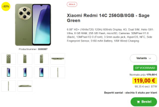 Redmi 14C 8GB/256GB voor €119 bij Proshop