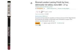 Rimmel London Lasting Finish lip liner, delineador de labios, tono 880 - 21 g por 1.39€