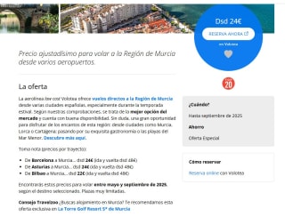 Vuelos directos a Murcia desde 24€