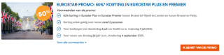 50% korting in Eurostar Plus en Eurostar Premier