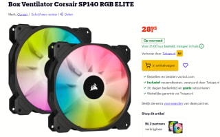 Corsair iCUE SP140 RGB ELITE Performance + Lighting Node CORE case fan voor €28,95 bij Bol.com