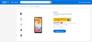 Smartphone Galaxy A04 de 64Gb por $59.990