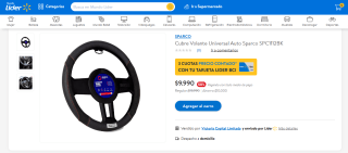 Cubre Volante Universal Auto Sparco por $9.990