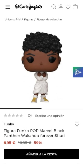 Funko Pop Marvel Wakanda forever Shun por 6,95€.