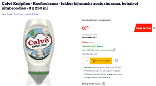 Calvé Knijpfles - Knoflooksaus 8 x 250 ml voor €8,50 bij Bol.com