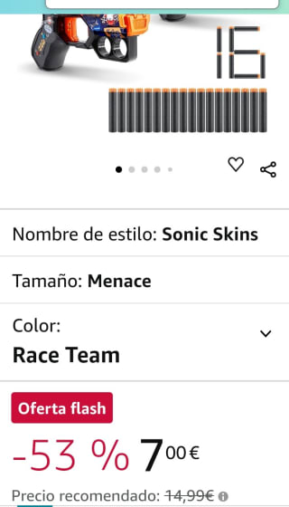Pack de 2 Blaster +16 Dardos por 7€.