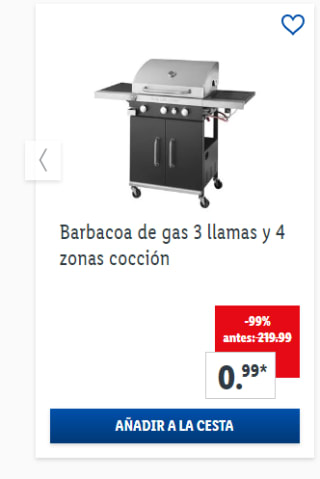 Barbacoa de gas 3 llamas y 4 zonas de cocción por solo 0,99€