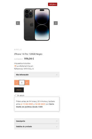 IPHONE 14 PRO 128GB por solo 996,04€