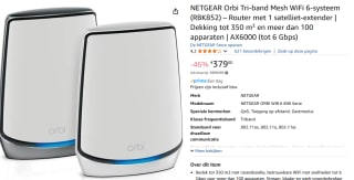 Netgear Orbi RBK852 AX6000 Wifi 6 Mesh routers 2-pack voor €379 bij Amazon