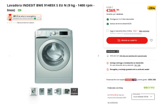 Lavadora INDESIT BWE 91485X S EU N 9kg 1400 rpm Inox a 379,99€