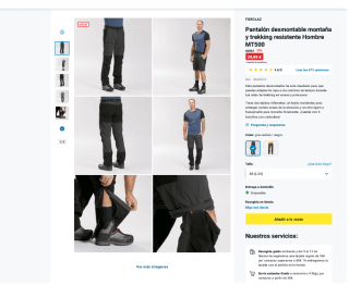 Pantalón Forclaz MT500 Desmontable para montaña y Trekking por 29,99€